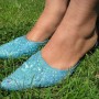 Handbeaded mule heels