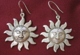 Large Silver Sun Earrings