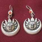 Small Silver Sun & Moon Earrings