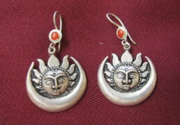 Small Silver Sun & Moon Earrings