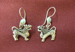 Small Tibetan Silver Snow Lion Earrings