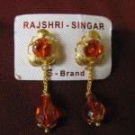 Red Stone & Gold Tibetan Costume Earrings