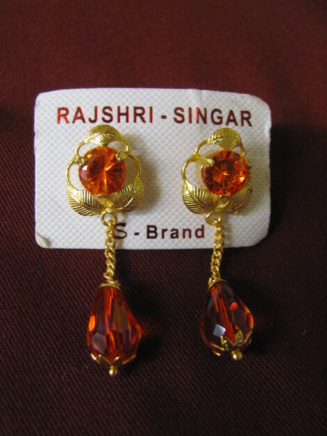 Red Stone Gold Tibetan Costume Earrings Little Moon Tibetan Gift Shop