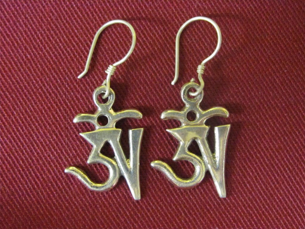 Silver Om Earrings