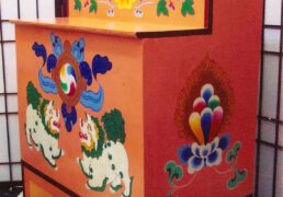 Traditional Hand-Painted Tibetan Buddhist Shrine, 2-tiered