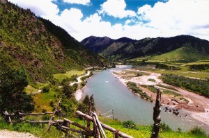 Landscape view of river from the village of Yarungka