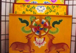 Traditional Hand-painted Tibetan Buddhist Shrine, 3-tiered